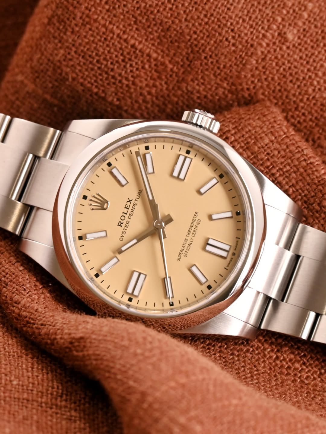 ROLEX 134300 Oyster Perpetual , Beige Dial , Smooth Bezel , 41mm