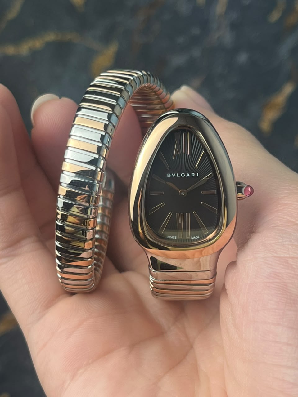 BVLGARI 102123 Serpenti Turbogas , Black Dial , Rosegold Bezel , 35mm