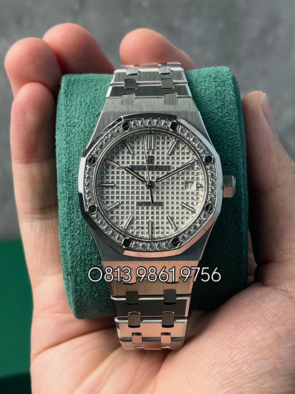 Royal Oak Steel , Silver Dial , Diamond Bezel , 37mm