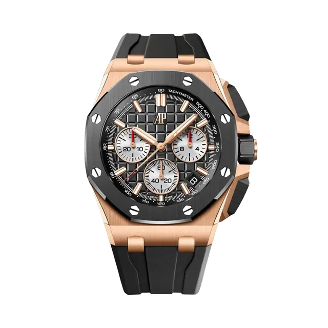 Royal Oak Offshore , Black Dial , Smooth Bezel , 43mm