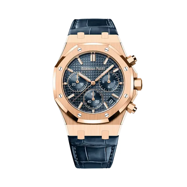 Royal Oak Chrono Rose Gold , Blue Dial , Smooth Bezel , 41mm