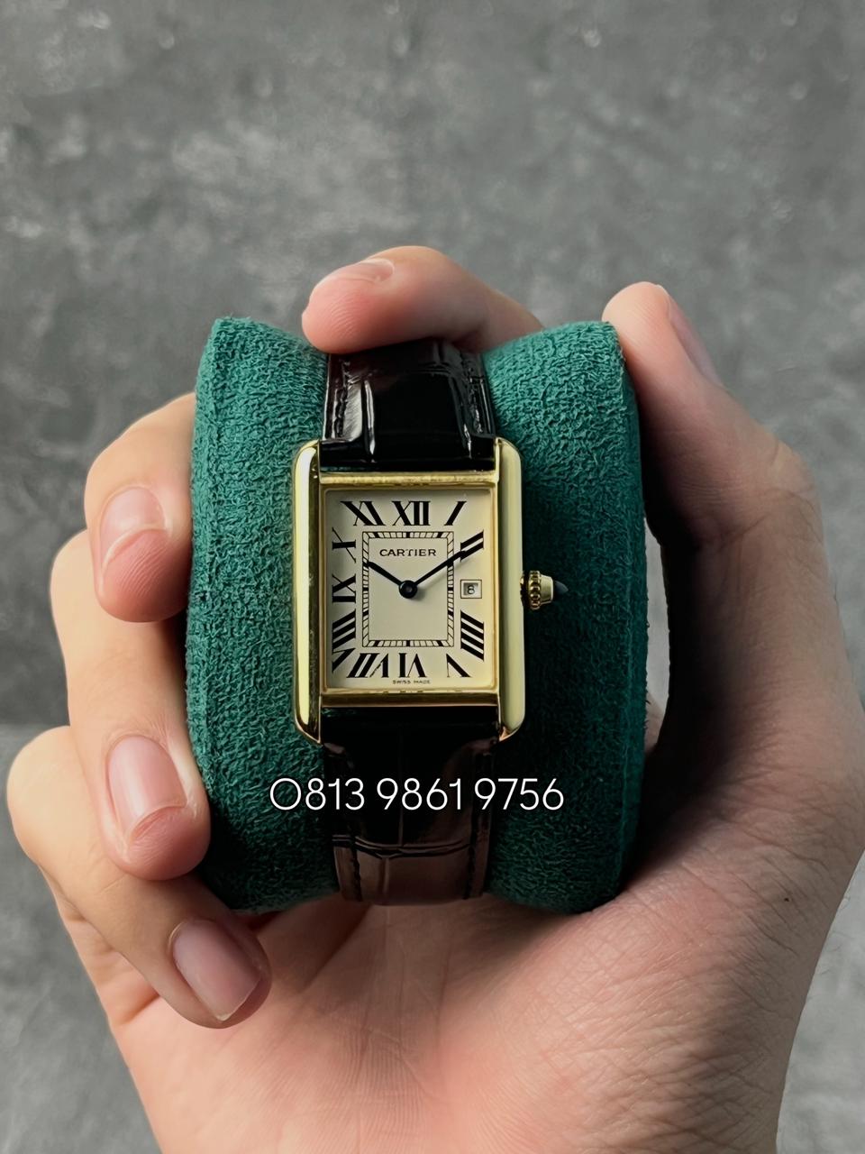 Tank Louis Yellow Gold , White Dial , Smooth Bezel , 25.5mm