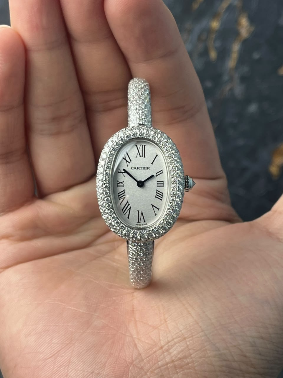 CARTIER HPI01701 Baignoire Diamond WG , White Dial , Diamond Bezel , 23mm