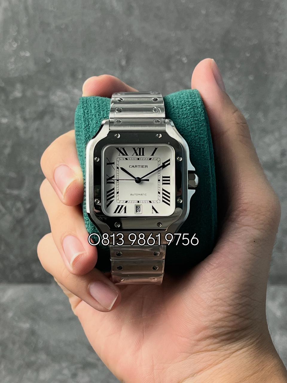 Santos , White Dial , Steel Bezel , 40mm