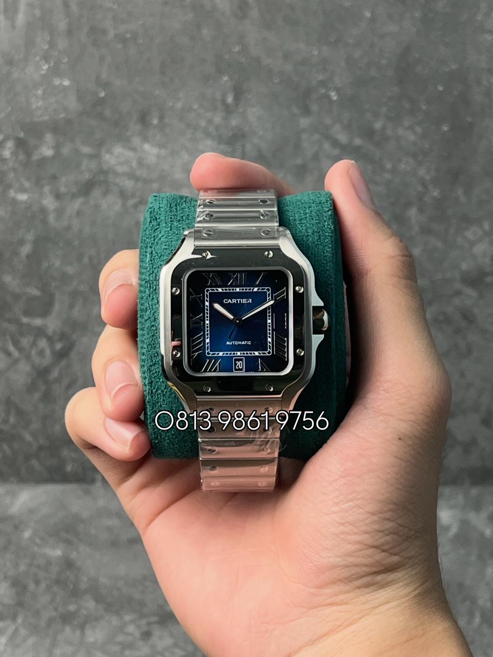 Santos Steel , Blue Dial , Domed Bezel , 40mm