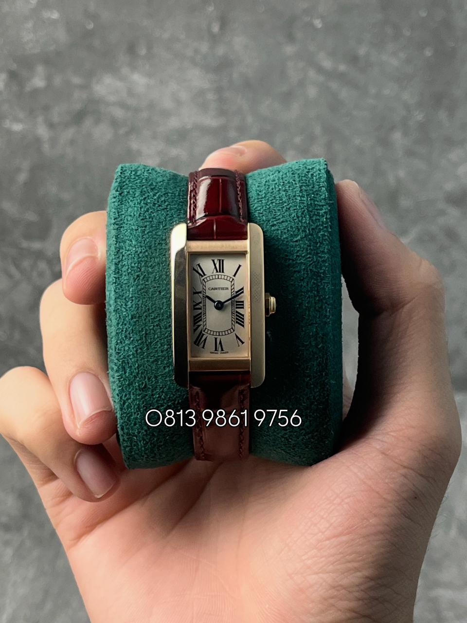 Tank Americaine Rose Gold , White Dial , Smooth Bezel , 19mm