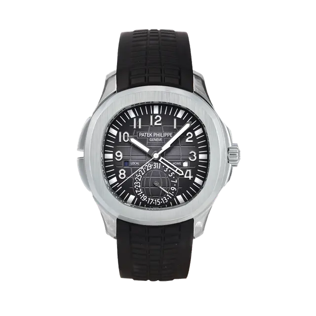 Aquanaut Travel Time Steel , Black Dial , Smooth Bezel , 40mm