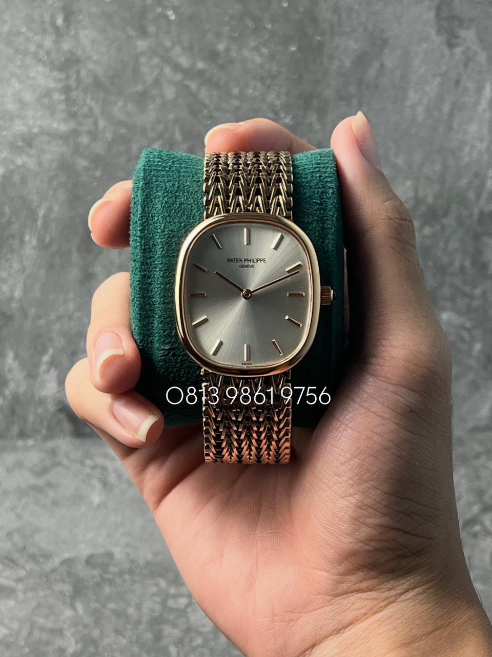 Golden Elippse , Silver Dial , Smooth Bezel , 34.5mm