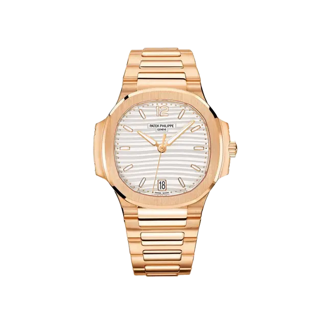 Nautilus Rose Gold , White Dial , Domed Bezel , 35mm
