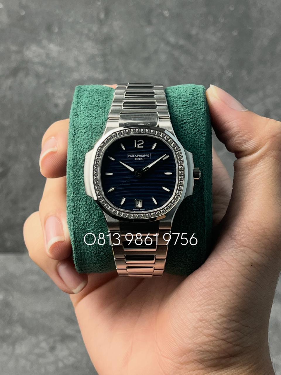 Nautilus Steel , Blue Dial , Diamond Bezel , 35mm