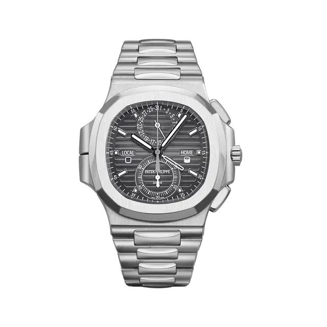 Nautilus Steel Chrono Travel Time , Grey Dial , Smooth Bezel , 40mm
