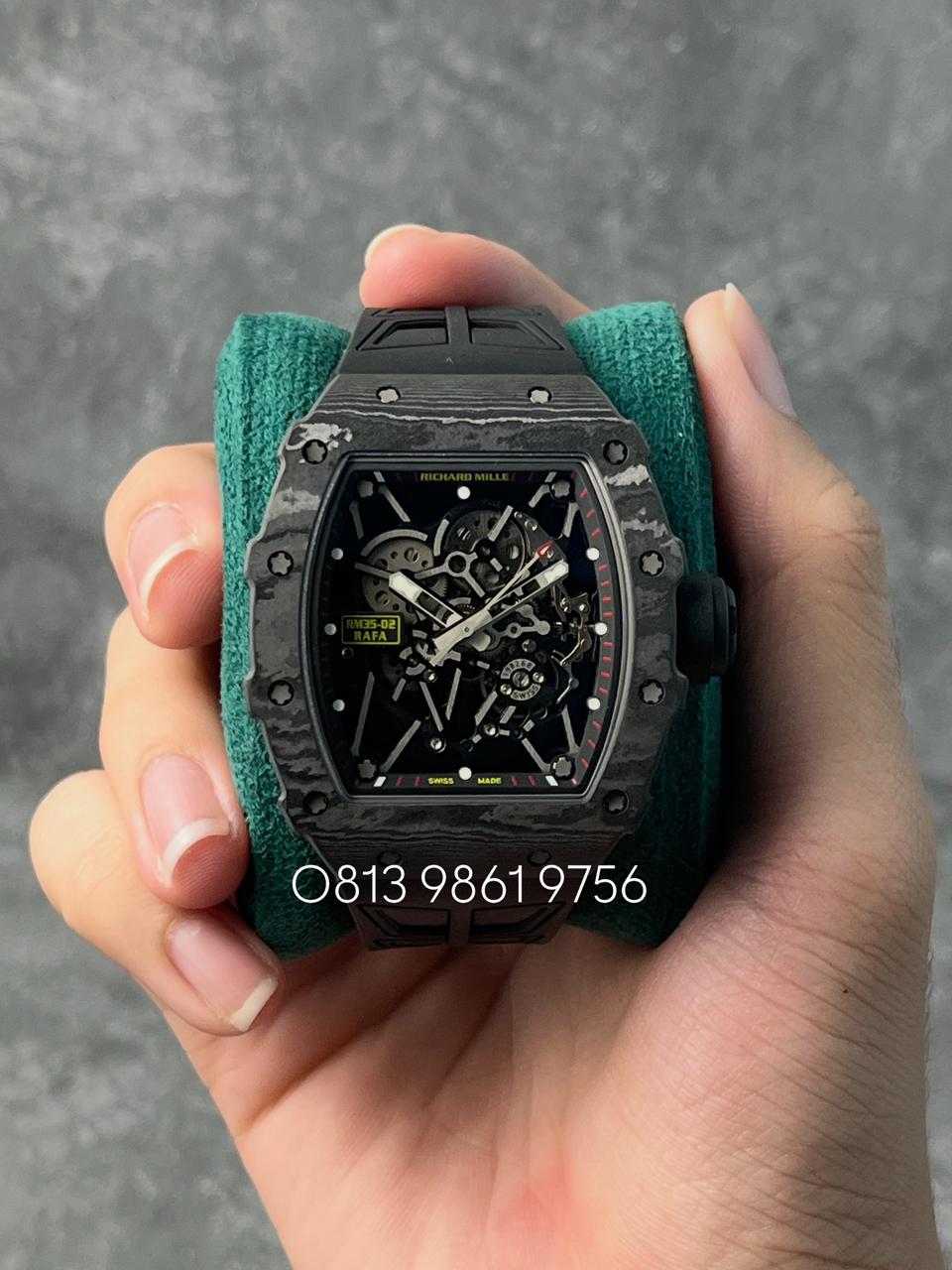 RM35-02 Black , Skeleton Dial , Smooth Bezel , 44mm