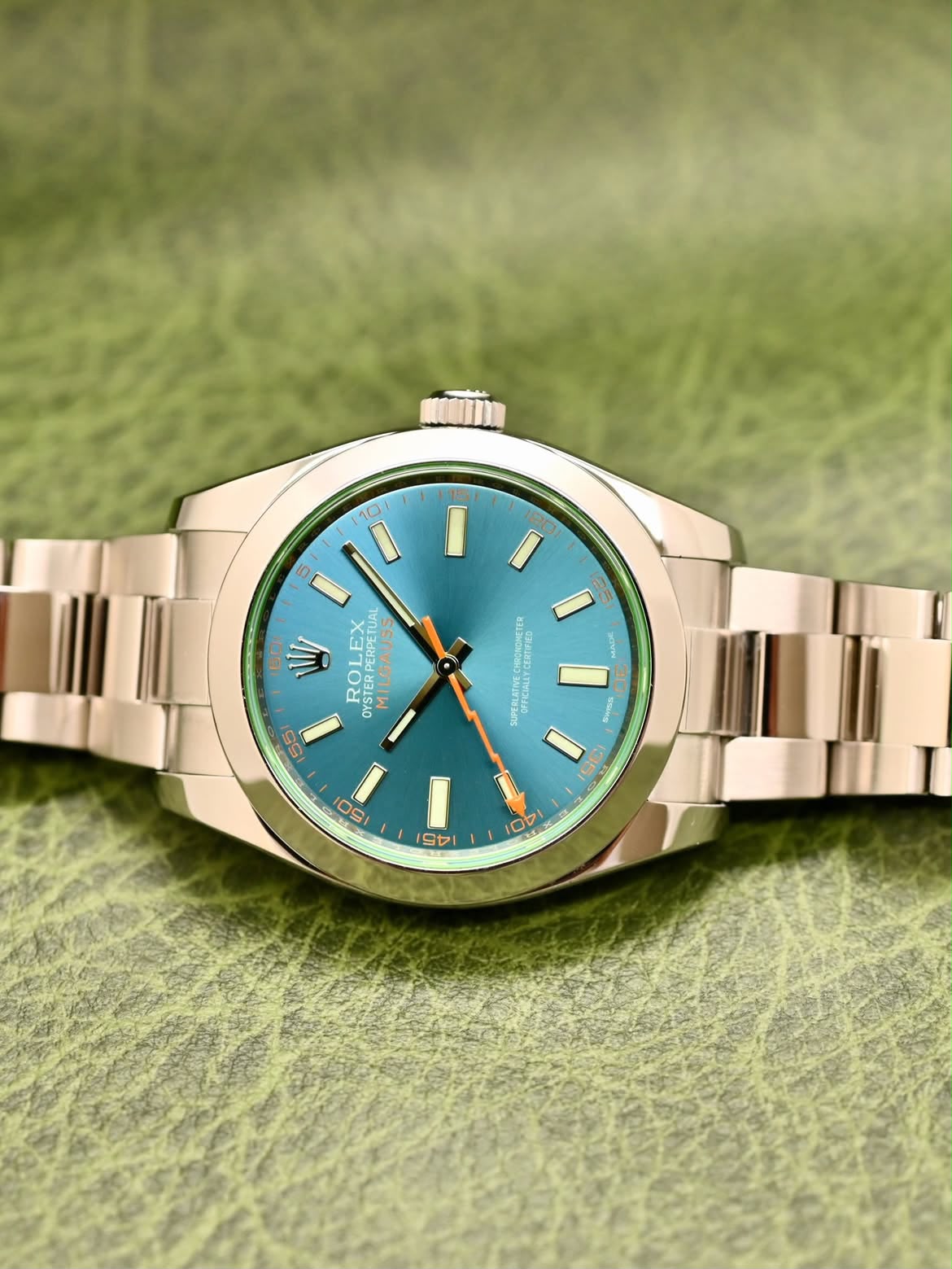 ROLEX 116400GV Milgauss Steel , Blue Dial , Smooth Bezel , 40mm