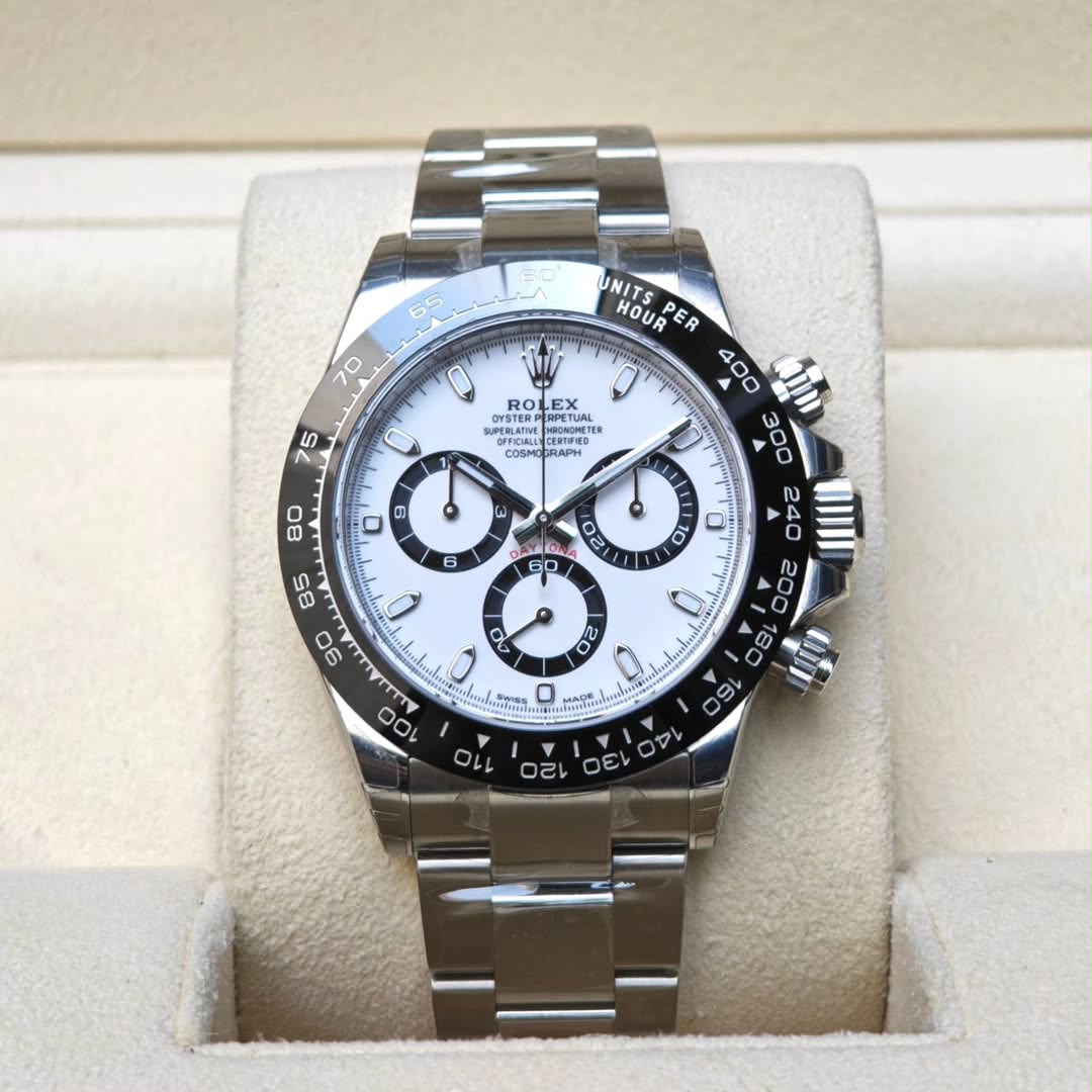 Daytona Steel , White Dial , Tachymeter Bezel , 40mm