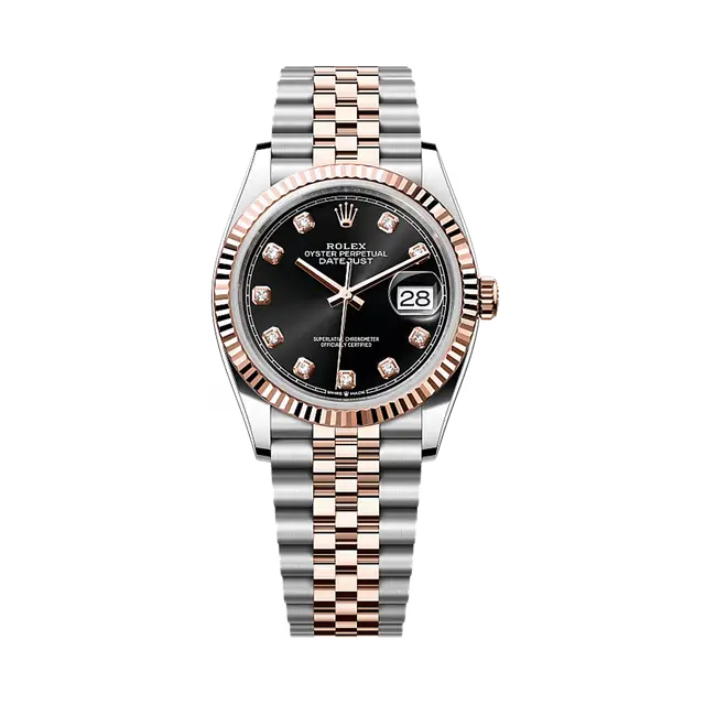 Datejust Steel & RG , Black Dial , Fluted Bezel , 36mm