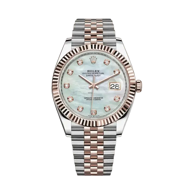 Datejust Steel & RG , MOP Diamond Dial , Fluted Bezel , 41mm