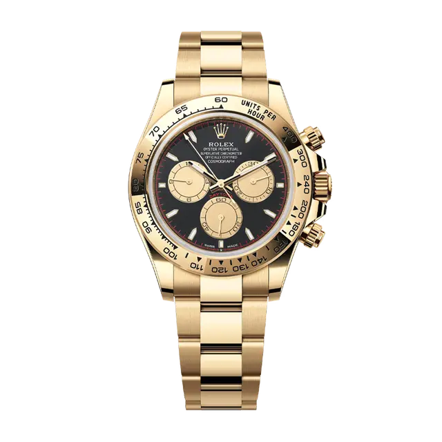 Daytona Yellow Gold , Black / Champ Dial , Tachymeter Bezel , 40mm