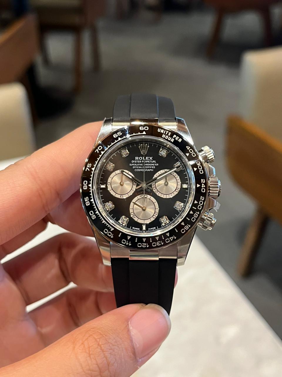 Daytona White Gold , Black Diamond Dial , Tachymeter Bezel , 40mm