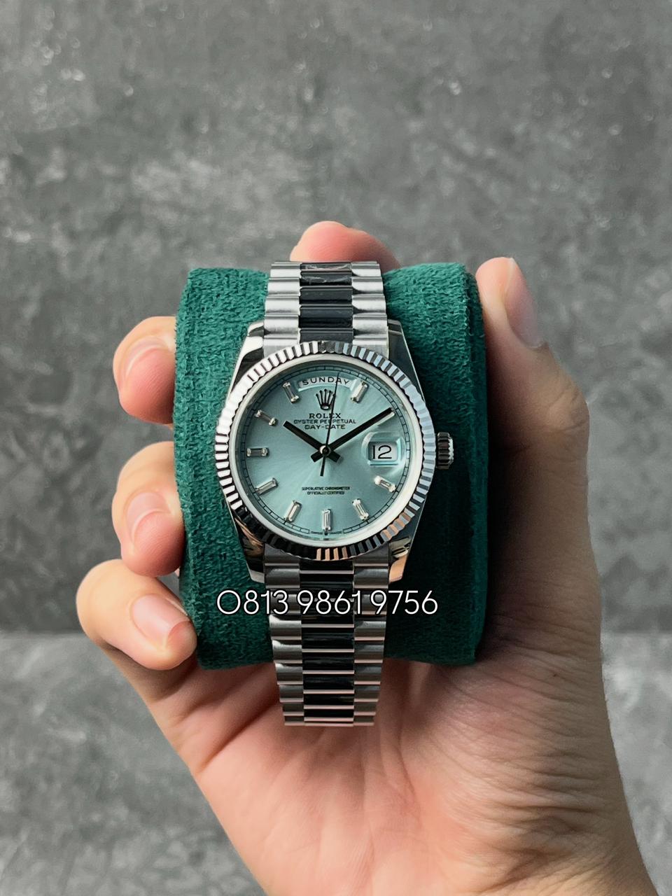 Daydate Steel , Ice Blue Diamond Dial , Fluted Bezel , 36mm