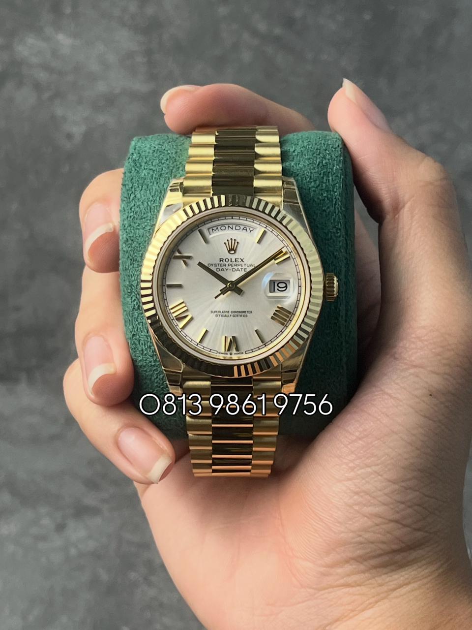 DayDate YG , Silver Dial , Fluted Bezel , 40mm
