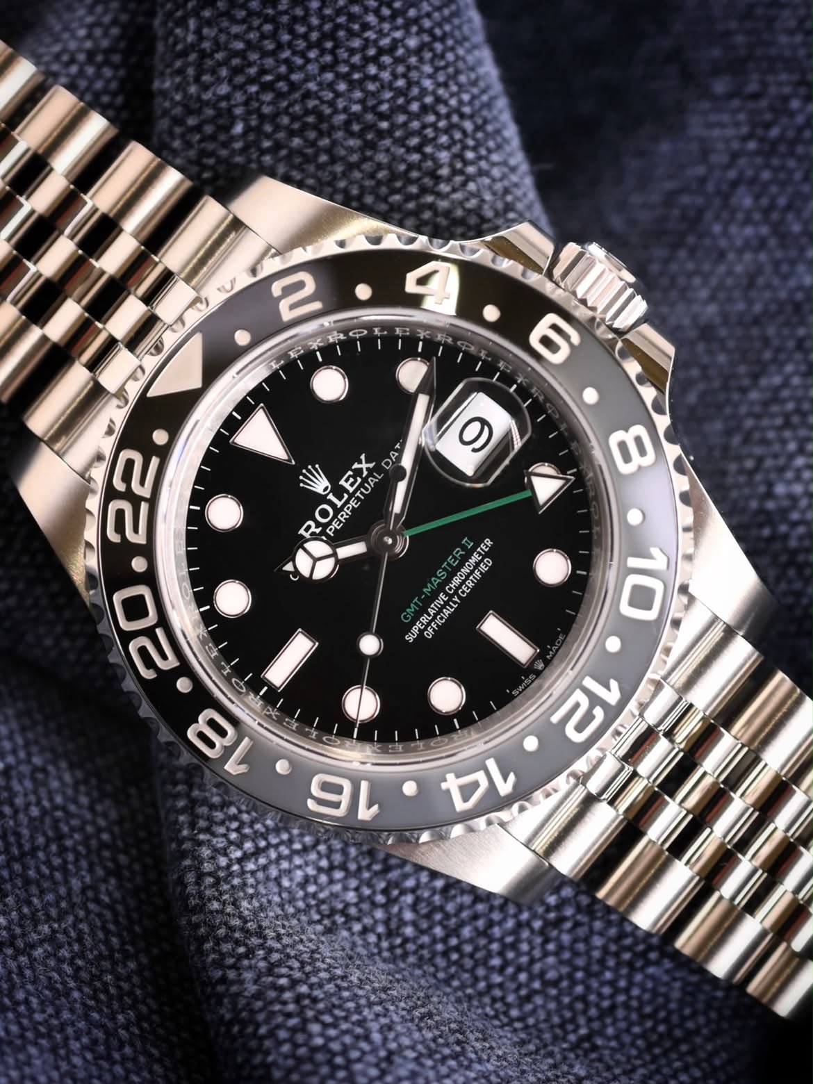 ROLEX 126710GRNR GMT Master II Steel , Black Dial , Ceramic Bezel , 40mm