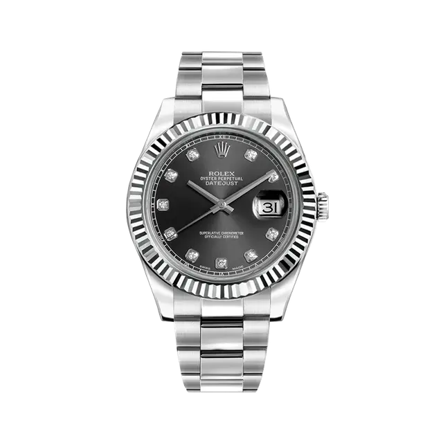 Datejust Steel & WG , Grey Diamond Dial , Fluted Bezel , 41mm