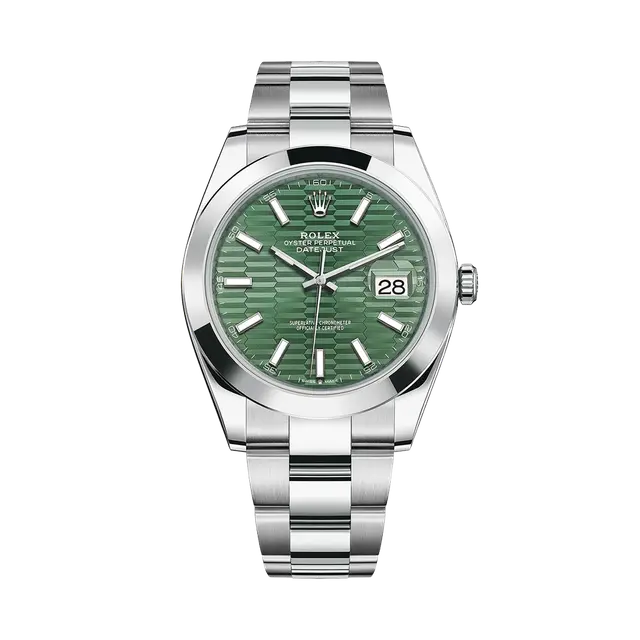 Datejust Steel & WG , Motif Green Dial , Domed Bezel , 41mm