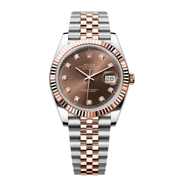 Datejust Steel & Rose Gold , Choco Diamond Dial , Fluted Bezel , 41mm