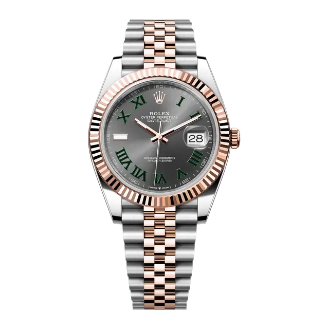 Datejust Steel & Rose Gold , Wimbledon Dial , Fluted Bezel , 41mm