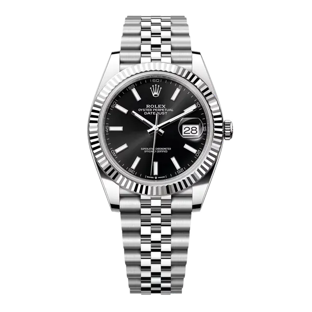 Datejust Steel & WG , Black Dial , Fluted Bezel , 41mm