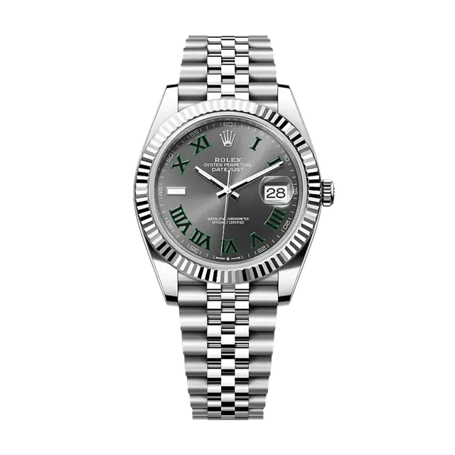 Datejust Steel / WG , Wimbledon Dial , Fluted Bezel , 41mm