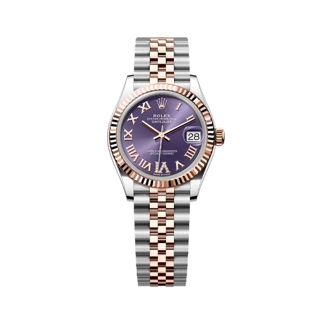 Datejust Steel & RG , Aubergine Diamond Dial , Fluted Bezel , 36mm