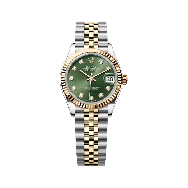 Datejust Steel & YG , Olive Diamond Dial , Fluted Bezel , 31mm