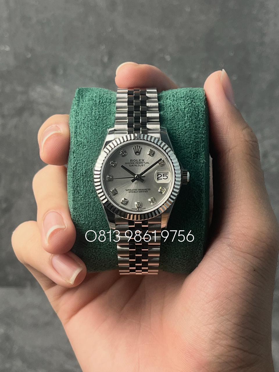 Datejust Steel , Silver Diamond Dial , Fluted Bezel , 31mm