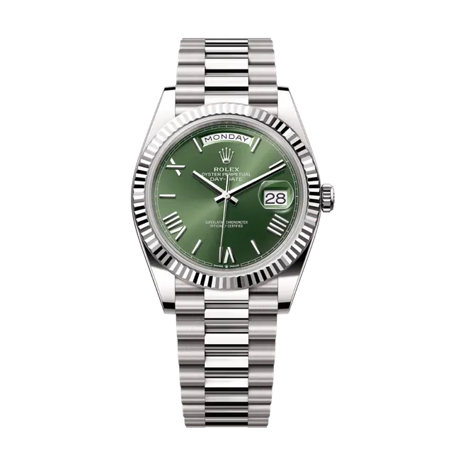 DayDate WG , Olive Roman Dial , Fluted Bezel , 40mm