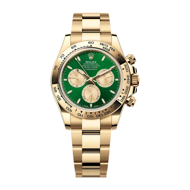 Daytona Yellow Gold , Green Dial , Tachymeter Bezel , 40mm