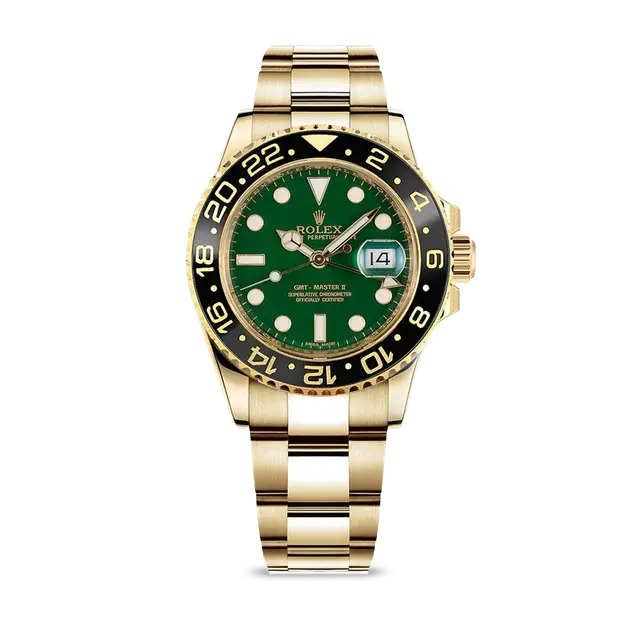 GMT Master II Yellow Gold , Green Dial , Ceramic Bezel , 40mm