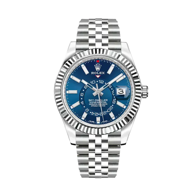 Sky Dweller Steel & White Gold , Blue Dial , Fluted Bezel , 42mm