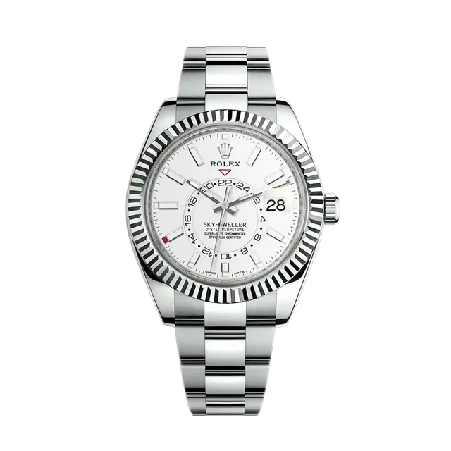 Sky Dweller Steel & WG , White Dial , Fluted Bezel , 42mm